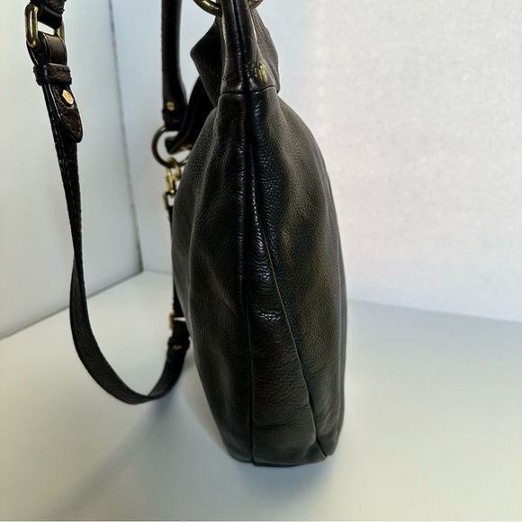 Marc Jacobs Classic Q Hillier Hobo Pebbled Leather Bag Black Brown Gold Hardwear - Picture 6 of 16